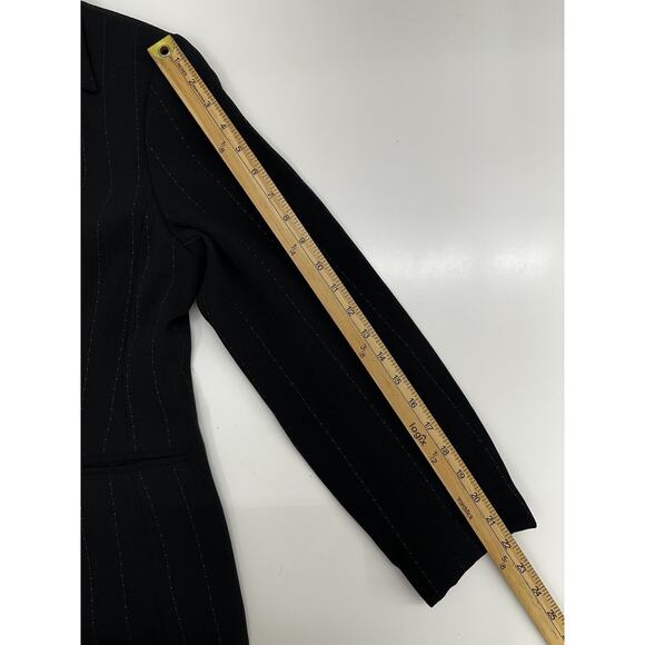 Covington Womens Blazer Size 10 Black Pink Pinstripe Button Up Suit Coat - Picture 9 of 11